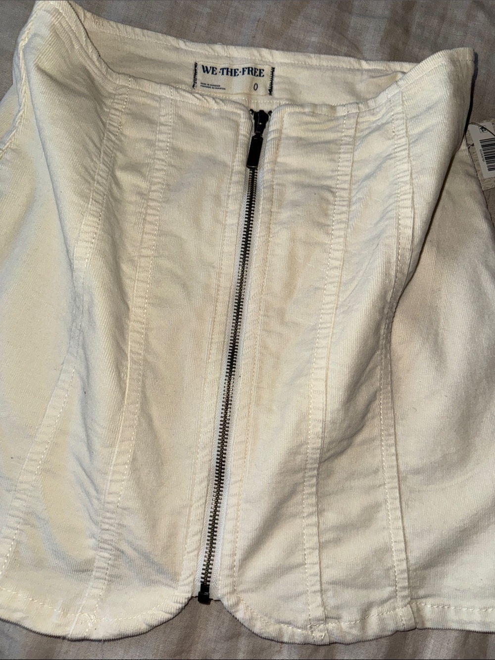 We The Free Off-White Front Zip Mini Skirt - Picture 3 of 5